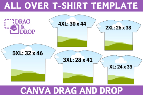 All Over T-Shirt Canva Editable Template – Customize Your Design for Unique Apparel