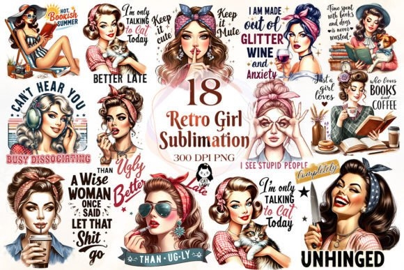 Funny Retro Girl Sublimation Quotes | Witty & Vintage Designs