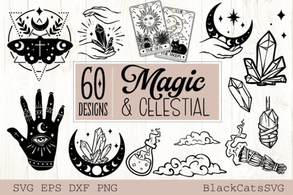 Magic and Celestial SVG Bundle | 60 Mystical Designs