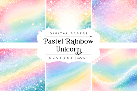 Pastel Rainbow Unicorn Backgrounds | Dreamy and Magical Designs for Crafts