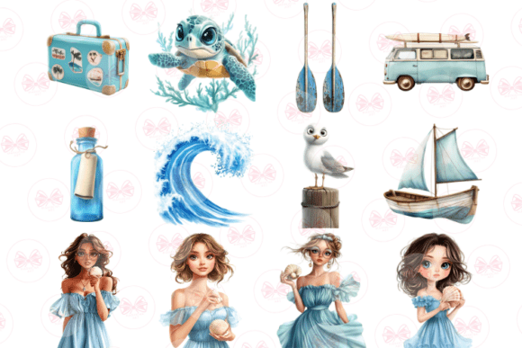 Summer Neutral Blue Clipart - Calm & Serene Designs