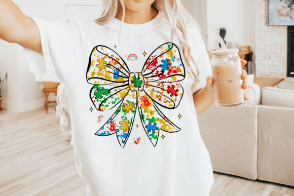 Autism Coquette Bow PNG - Vibrant & Meaningful Design