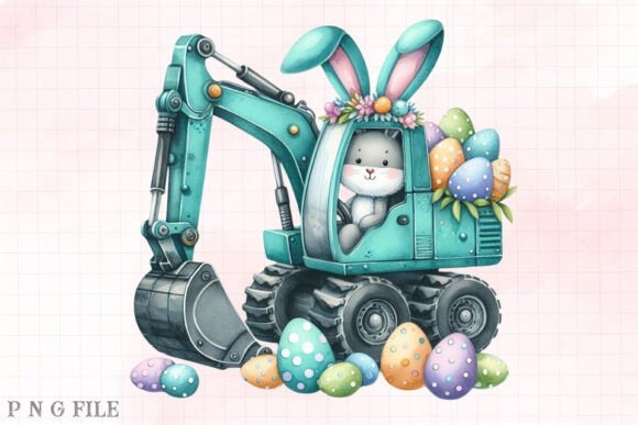 Eggs Excavator Construction Easter PNG - Fun & Unique Easter Design