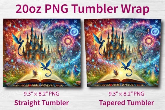 Fantasy Book Tumbler Wrap PNG - Magical & Whimsical Design