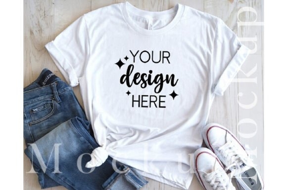 Gildan 5000 White T-Shirt Mockup - Realistic & Customizable Design