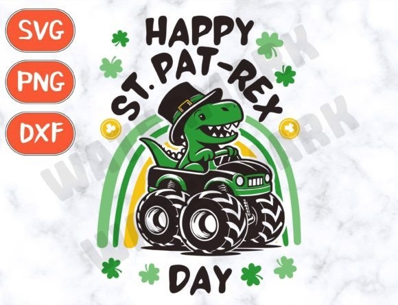 St. Patrick's Day Dinosaur PNG & SVG - Fun & Festive Design