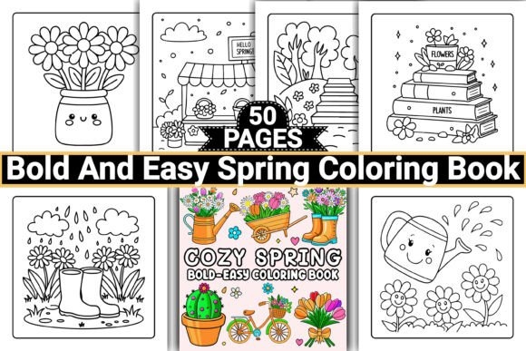 Bold and Easy Spring Coloring Book – Fun and Simple Designs for All Ages