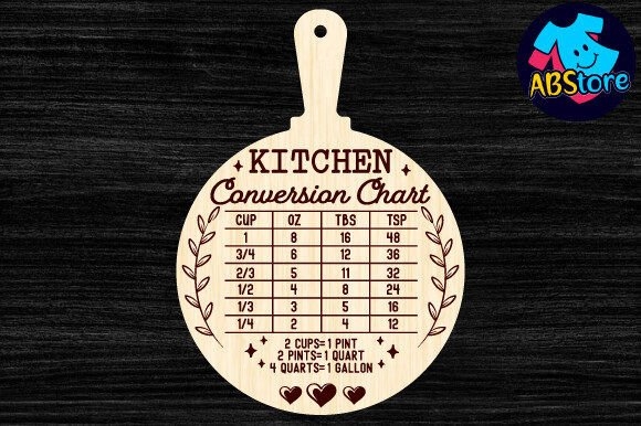 Kitchen Conversions Chart Laser Cut – Elegant and Functional Kitchen Decor