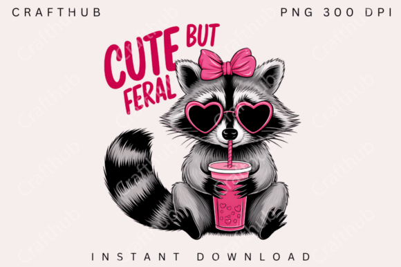 Cute but Feral PNG | Funny Raccoon PNG | Playful Wildlife Design