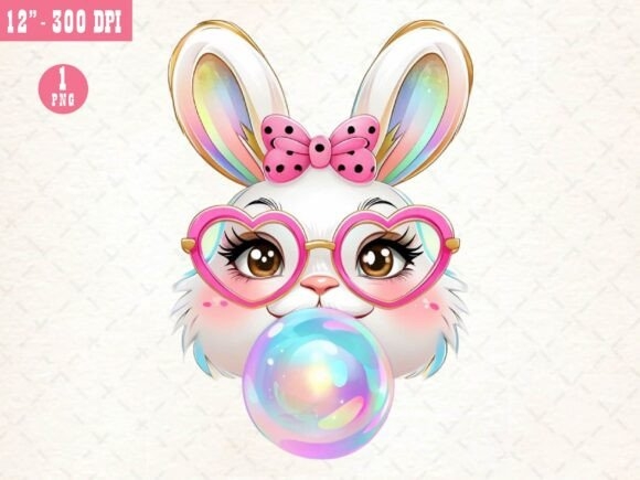 Glitter Easter Bunny Coquette PNG | Sparkly & Chic Holiday Design