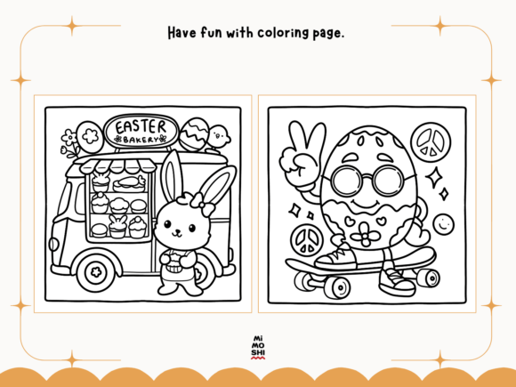 Groovy Easter Coloring Pages | Fun & Retro Holiday Designs