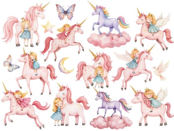 Magical Kingdom Pastel Cute Unicorn PNG | Whimsical Fantasy Design