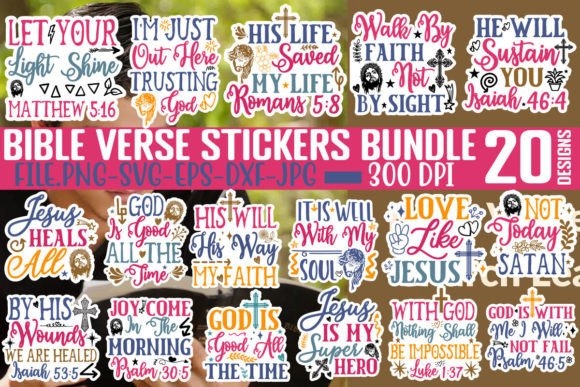 Bible Verse Stickers Bundle - Inspirational Bible SVG Designs for Crafts