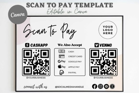 Editable Scan to Pay Card Canva Template - Customizable Payment Cards for Your Business