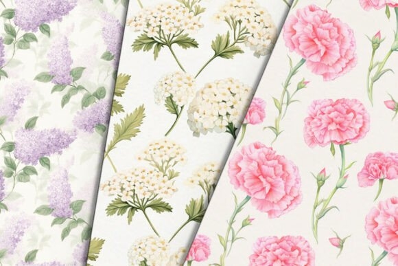 English Flower Garden Digital Paper - Beautiful Floral Patterns for Crafts