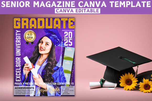 Graduation Magazine Canva Template - Customizable Design for Graduation Celebrations
