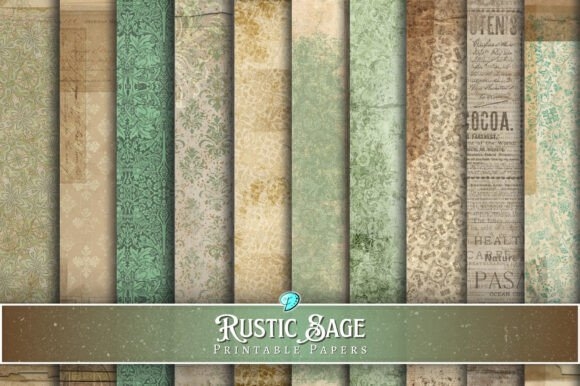 Rustic Sage Printable Papers - Elegant Rustic Designs for Crafts