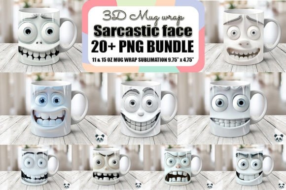Sarcastic Face 3D Mug Wrap Bundle - Fun and Humorous Designs for Mugs
