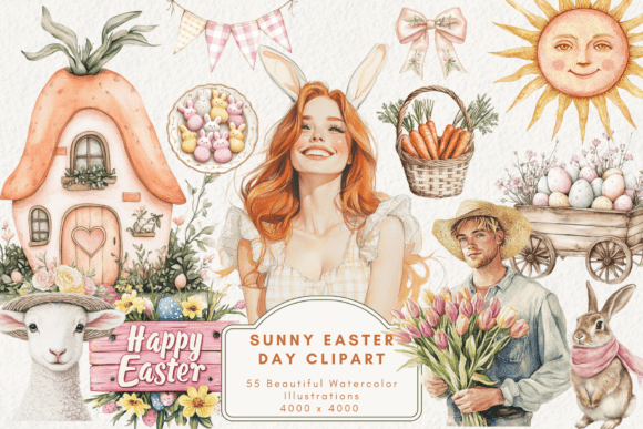 Sunny Easter Day Clipart - Bright and Cheerful Easter Designs for Crafts