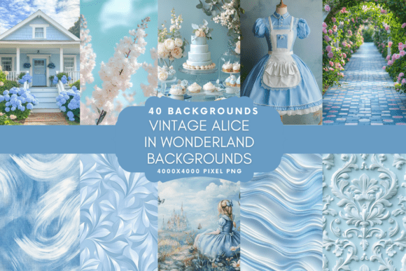 Vintage Alice in Wonderland Backgrounds - Whimsical Designs for Crafts