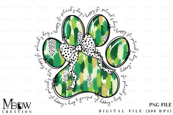Brushstroke St Patrick's Day Dog Paw PNG