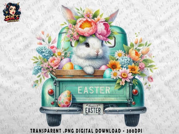 Easter Bunny in Easter Flower Truck | Whimsical Holiday Design