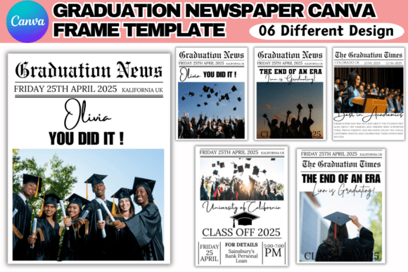 Graduation Newspaper 2025 Canva Template | Customizable Announcement Design
