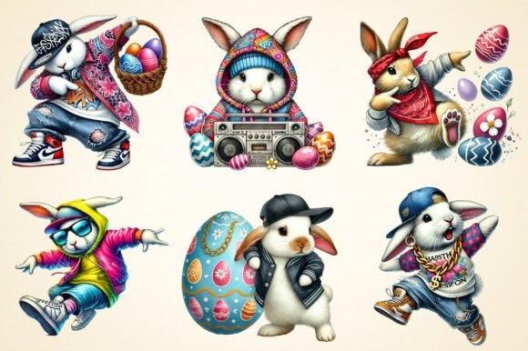 Hip Hop Bunny Easter Clipart | Urban Holiday Art