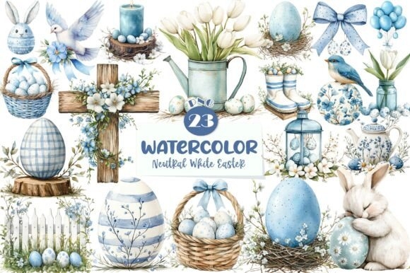 Neutral White Easter Clipart | Minimalist Holiday Design