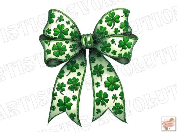 Retro Coquette Bow St. Patrick's Day PNG | Vintage Irish Charm