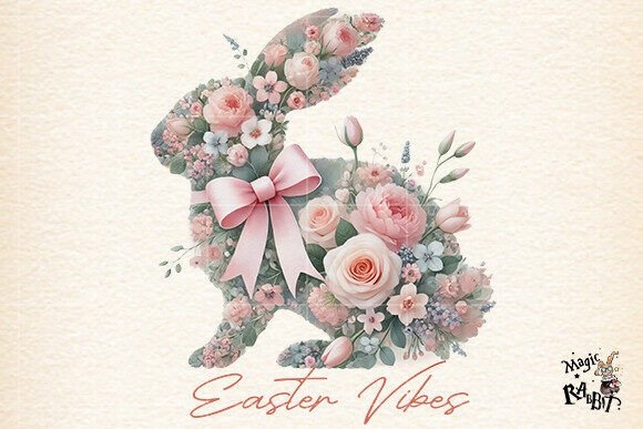Watercolor Floral Easter Bunny PNG | Elegant Spring Design