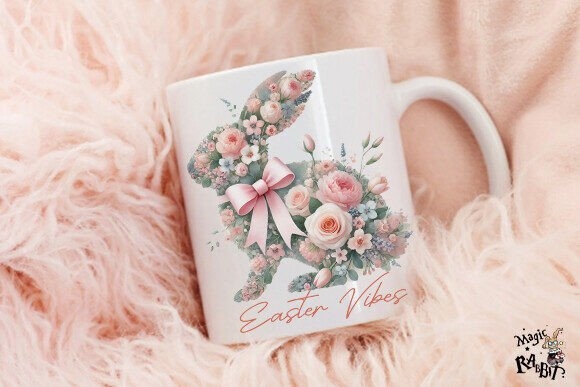 Watercolor Floral Easter Bunny PNG | Elegant Spring Design