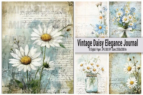 Vintage Daisy Elegance Journal – Beautifully Designed for Creative Writing and Planning