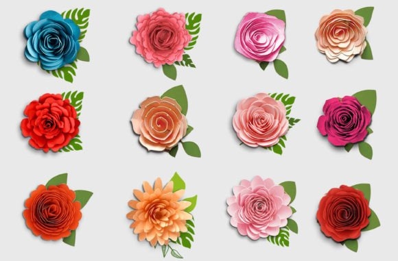3D Rolled Paper Flower & Leaf SVG Bundle – Crafting Perfection for Paper Art Lovers