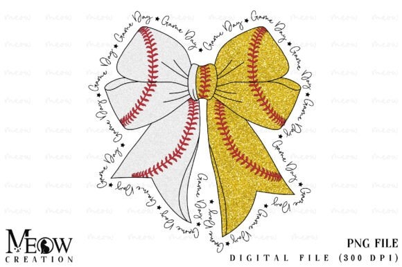 Baseball Softball Bow PNG – Game Day Designs for Sports Fans
