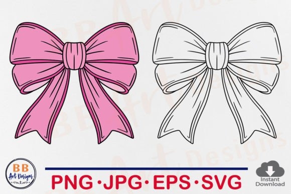 Bow SVG Coquette Pink Bow Clipart PNG – Chic & Stylish Designs for Crafts