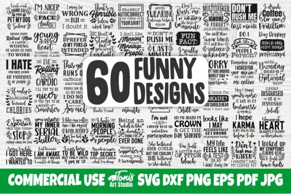Funny Quotes SVG Bundle – 60 Designs for Creative and Humorous Projects