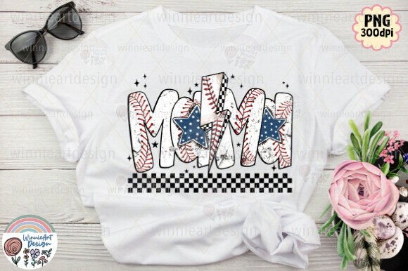Baseball Mama Lightning Bot Cute Letters | Fun & Bold Design for Moms