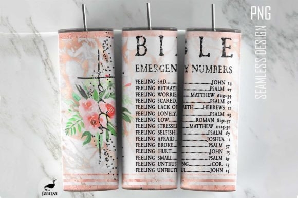 Bible Emergency Numbers Tumbler Wrap 1 | Faith-Inspired Design for Everyday Use