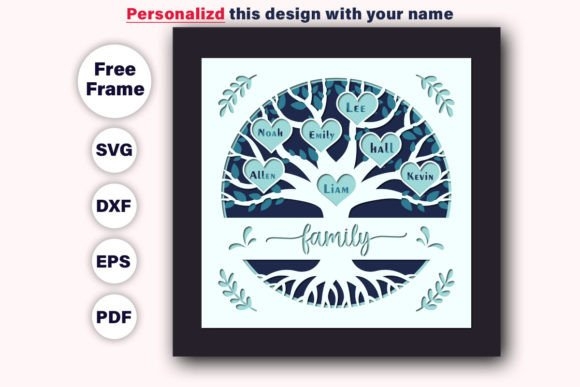 Customizable 3D Family Tree Shadow Box | Unique & Personal Family Gift