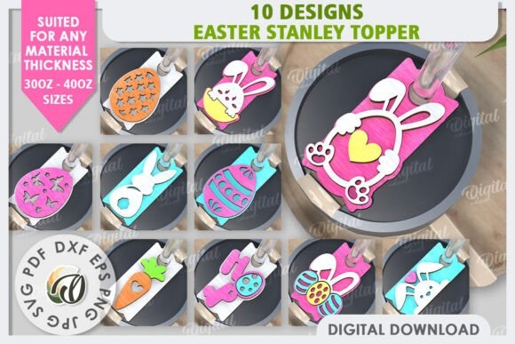 Easter Stanley Toppers Laser Cut Bundle | Intricate & Customizable Easter Designs