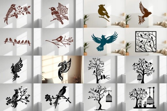 Laser Cut Birds Wall Art SVG Bundle | Elegant & Customizable Bird Designs