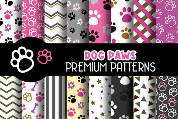 Pink Dog Paws Digital Papers Patterns | Cute & Fun Designs for Pet Lovers