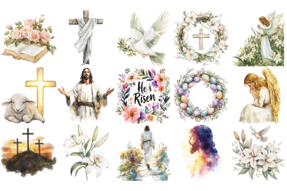 Christian Easter Watercolor Cliparts