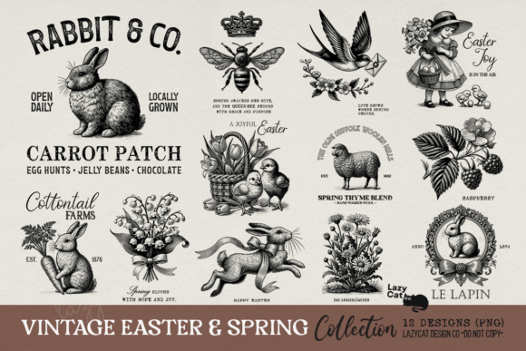 Vintage Easter & Spring PNG Bundle