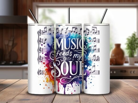 20oz Music Tumbler Wrap PNG – Printable Design for Custom Tumblers
