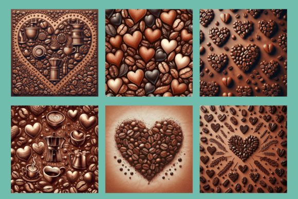 Coffee Digital Paper 16 PK PNG – Coffee-Themed Designs for DIY Projects