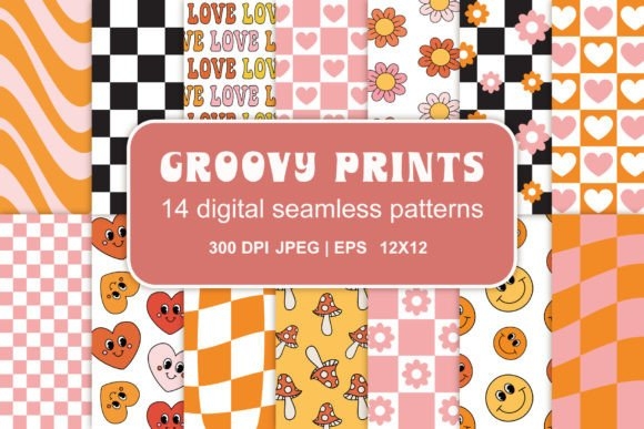 Groovy Seamless Patterns Set – Retro-Inspired Designs for DIY Projects