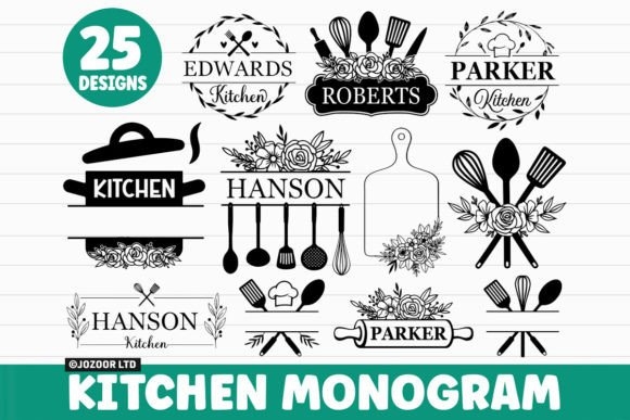 Kitchen Monogram SVG Bundle – Customizable Designs for Kitchen Decor