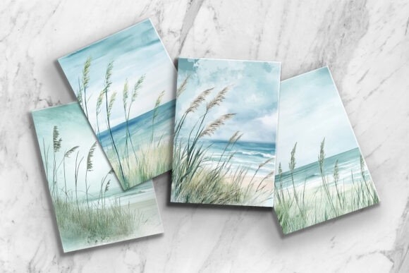 Serene Pastel Beach Coast Digital Papers – Relaxing Beach-Inspired Designs for Crafts